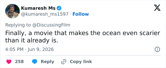 Tweet about ocean being scarier from Josh Brolin movie Tweet about ocean being scarier from Josh Brolin movie