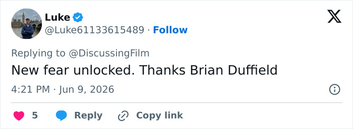 Tweet expressing a new fear unlocked from Josh Brolin's new film Tweet expressing a new fear unlocked from Josh Brolin's new film