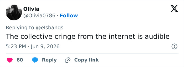 Social media comment expressing cringe over Jake Bongiovi post