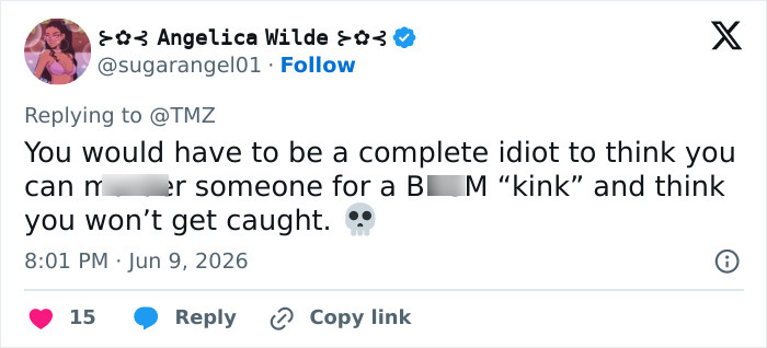 Social media reaction tweet about California housewife courtroom case Social media reaction tweet about California housewife courtroom case