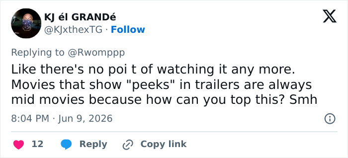 Tweet criticizing trailers revealing too much in Josh Brolin's movie Tweet criticizing trailers revealing too much in Josh Brolin's movie