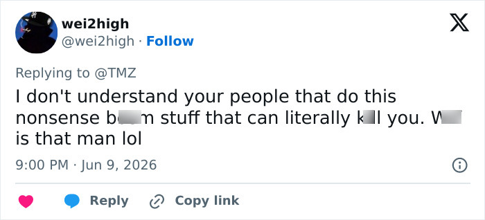 Tweet criticizing dangerous behavior related to California housewife courtroom case Tweet criticizing dangerous behavior related to California housewife courtroom case