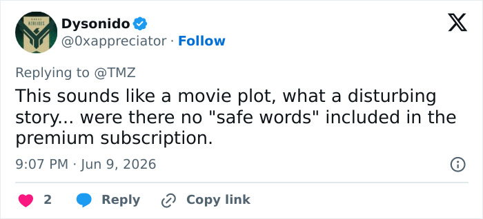Tweet commenting on disturbing story of California housewife case Tweet commenting on disturbing story of California housewife case