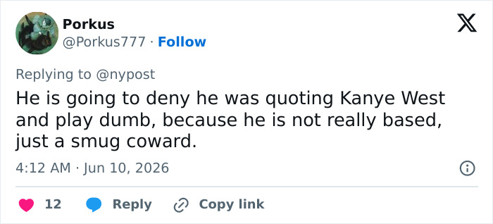 Tweet discussing denial of quoting Kanye West in valedictorian speech incident Tweet discussing denial of quoting Kanye West in valedictorian speech incident
