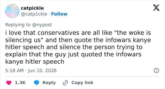 Tweet criticizing conservatives for silencing student shaming speech Tweet criticizing conservatives for silencing student shaming speech