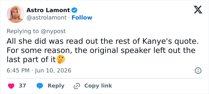 Tweet discussing Kanye quote read during valedictorian speech Tweet discussing Kanye quote read during valedictorian speech