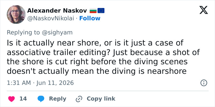 Tweet questioning shore proximity in Josh Brolin film trailer Tweet questioning shore proximity in Josh Brolin film trailer