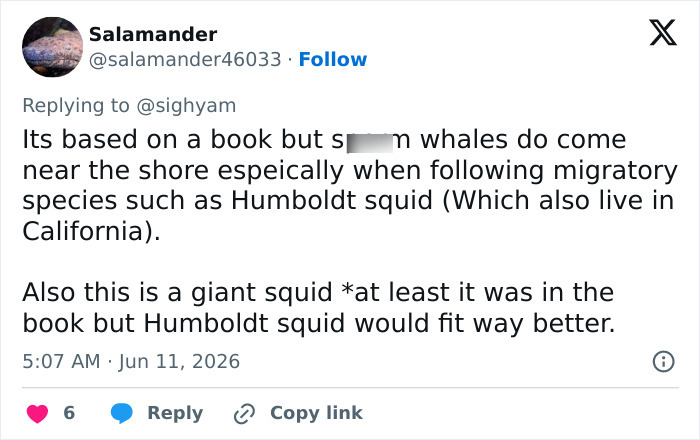 Tweet discussing squid and whale accuracy in Josh Brolin film Tweet discussing squid and whale accuracy in Josh Brolin film