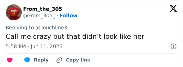 Tweet claiming Shakira did not look like herself at World Cup 2026 opening