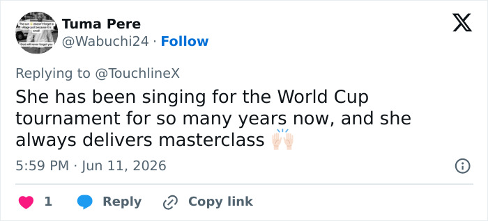 Tweet praising Shakira's World Cup masterclass performance