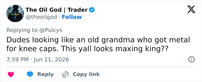 Tweet criticizing looksmaxxer transformation after surgery