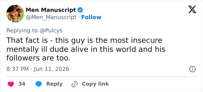 Tweet discussing mental insecurity of looksmaxxer Clavicular