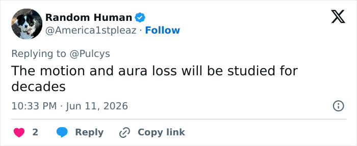 Reply about motion and aura loss after looksmaxxer transformation