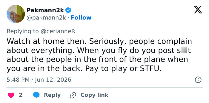 Text tweet discussing complaints and pay to play at FIFA World Cup 2026