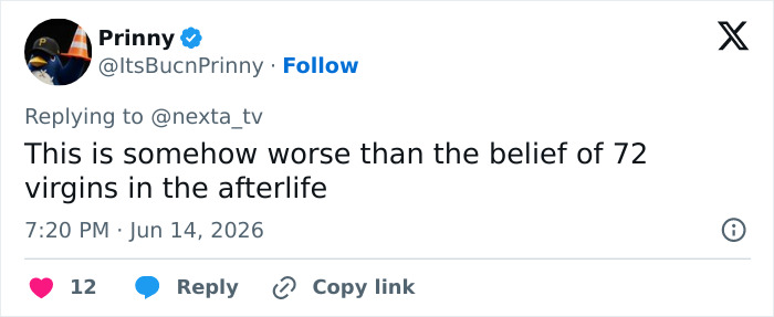 A tweet by Prinny, expressing a strong opinion about the man standing for 5 years, comparing it to other beliefs. A tweet by Prinny, expressing a strong opinion about the man standing for 5 years, comparing it to other beliefs.