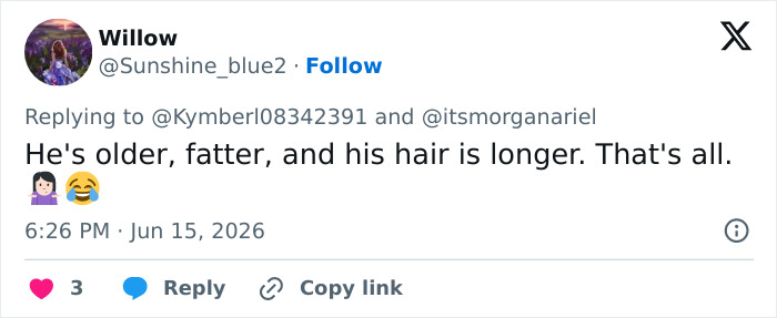 Tweet commenting on Barron Trump's older and longer hair look Tweet commenting on Barron Trump's older and longer hair look