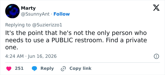 Tweet discussing public restroom use amid male Karen harassment debate Tweet discussing public restroom use amid male Karen harassment debate