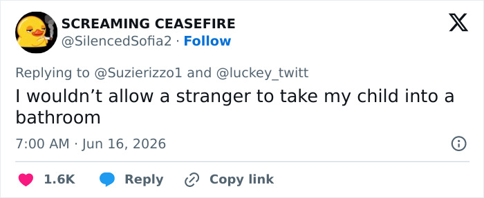 Tweet opposing strangers taking children into bathroom in male Karen incident Tweet opposing strangers taking children into bathroom in male Karen incident