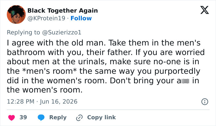 Tweet supporting dad taking daughters in men's restroom Tweet supporting dad taking daughters in men's restroom