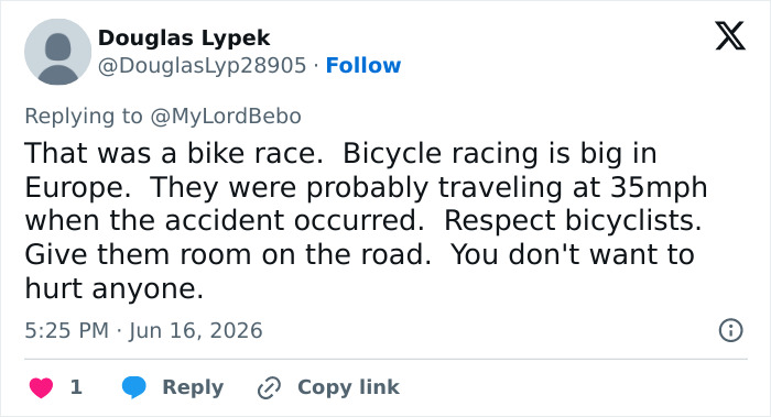 Bike Race Descends Into Chaos After Elderly Woman Charges Into Course On Mobility Scooter, Prompts Mass Crash Bike Race Descends Into Chaos After Elderly Woman Charges Into Course On Mobility Scooter, Prompts Mass Crash