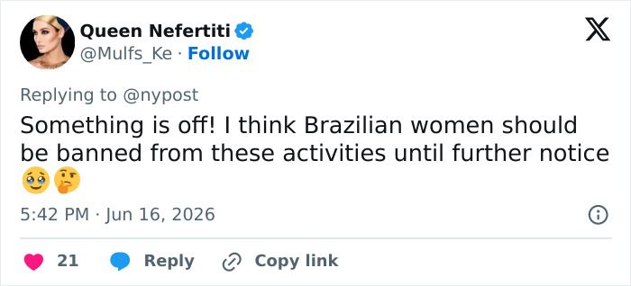 Tweet calling for banning Brazilian women from risky activities after hiking accidents Tweet calling for banning Brazilian women from risky activities after hiking accidents