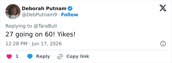 A social media post from Deborah Putnam commenting on Bonnie Blue's appearance amid the baby shower scandal. A social media post from Deborah Putnam commenting on Bonnie Blue's appearance amid the baby shower scandal.