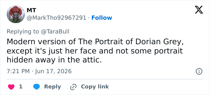 Bonnie Blue's appearance triggers shock, likened to a modern Dorian Grey after the baby shower scandal. Bonnie Blue's appearance triggers shock, likened to a modern Dorian Grey after the baby shower scandal.