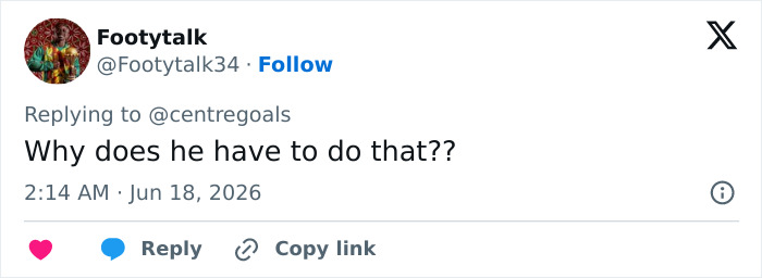 A social media post from Footytalk asks about a World Cup boss's hypocritical act, hinting at a soccer scandal. A social media post from Footytalk asks about a World Cup boss's hypocritical act, hinting at a soccer scandal.