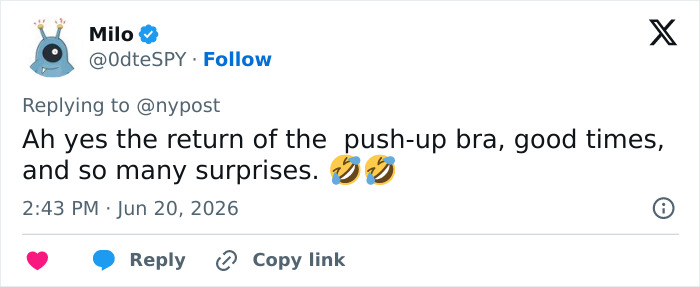 Gen Z resurrects fashion trend: a tweet about the return of the push-up bra.