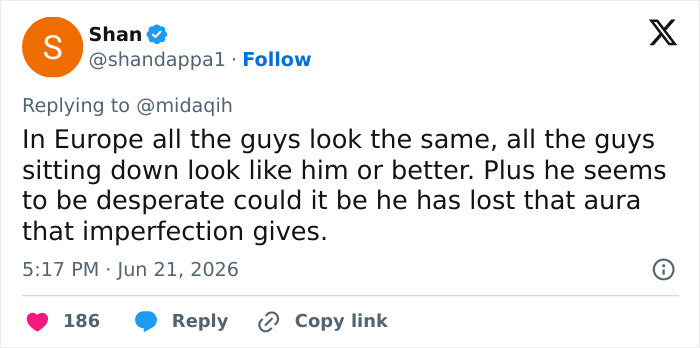 A looksmaxxer clavicular review by Shan on Twitter saying how everyone looks similar in Europe A looksmaxxer clavicular review by Shan on Twitter saying how everyone looks similar in Europe