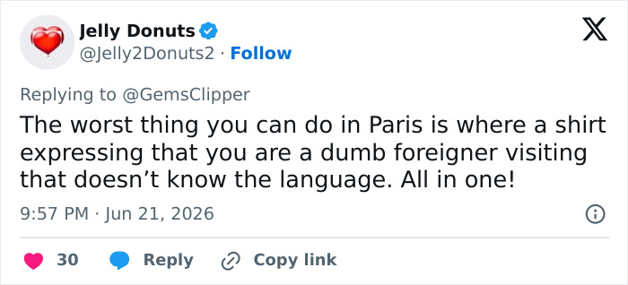 Jelly Donuts tweet: a looksmaxxer forced to make a sad admission after being rejected by every girl in Paris Jelly Donuts tweet: a looksmaxxer forced to make a sad admission after being rejected by every girl in Paris