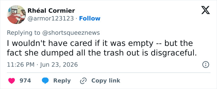 A social media post discussing the JPMorgan exec who emptied and stole a Knicks trashcan, calling the act disgraceful. A social media post discussing the JPMorgan exec who emptied and stole a Knicks trashcan, calling the act disgraceful.