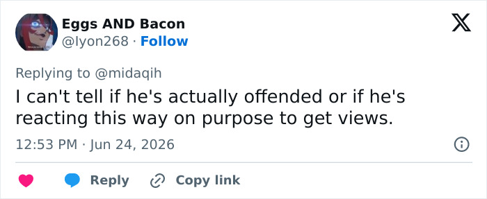 A social media comment from Eggs AND Bacon about a looksmaxxer clavicular's sad admission. A social media comment from Eggs AND Bacon about a looksmaxxer clavicular's sad admission.