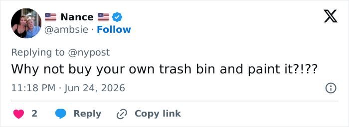 Screenshot of a viral video tweet about a JPMorgan exec and a stolen Knicks trashcan, with a hilarious response.