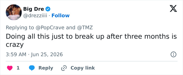 Tweet commenting on the perceived craziness of Taylor Swift's wedding sparking backlash.
