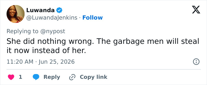 Screenshot of a viral video tweet about a JPMorgan exec and a stolen Knicks trashcan, with a hilarious response.