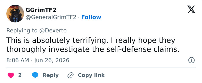 Social media comment about self-defense investigation in influencer case