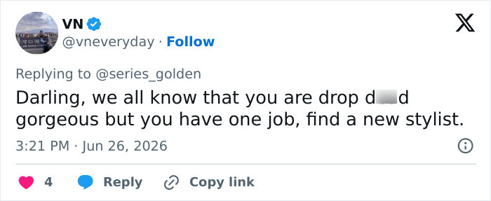 Tweet urging Millie Bobby Brown to find a new stylist