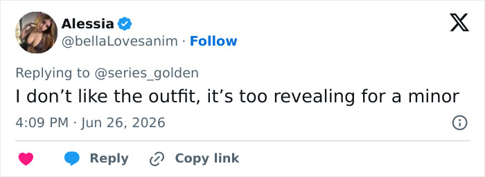 Fan tweet disapproving of Millie Bobby Brown's revealing outfit