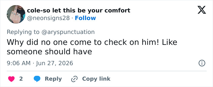A comment questioning why no one checked on Harry Styles after collapsing onstage in the heatwave.