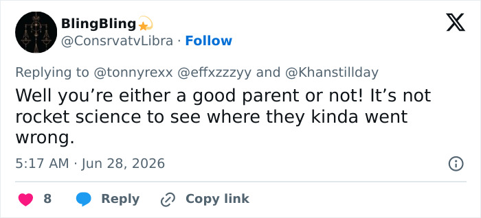 A tweet from BlingBling about Beyonc&eacute; and Kim Kardashian's parenting styles, stating it's not rocket science.