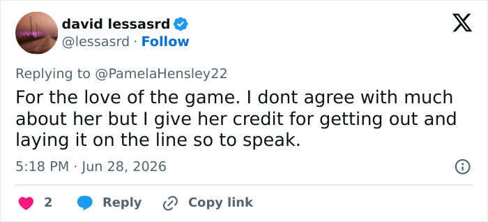A tweet from David Lessasrd praising Madonna's Time Square performance, giving her credit for laying it on the line.