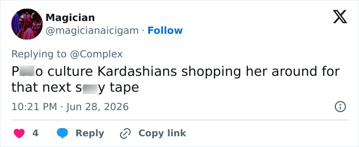 A tweet criticizing the Kardashians for their culture, linking to the need to protect kids from harmful interactions.