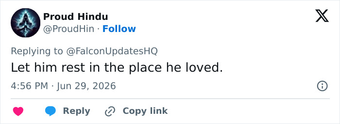 A tweet stating the frozen body known as Green Boots should rest in the place he loved on Mount Everest.