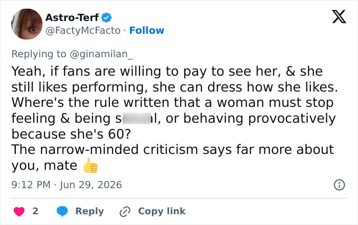 Shania Twain compared to Madonna over sheer look and cringe dance moves tweet from Astro-Terf.