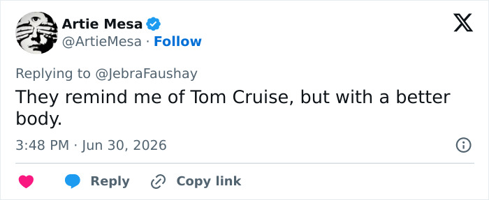 A social media post with the main SEO keyword Elliot Page shows off shredded physique, comparing him to Tom Cruise with a better body.