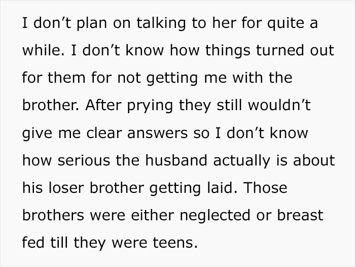 Text discussing unclear intentions of a husband regarding his brother Text discussing unclear intentions of a husband regarding his brother