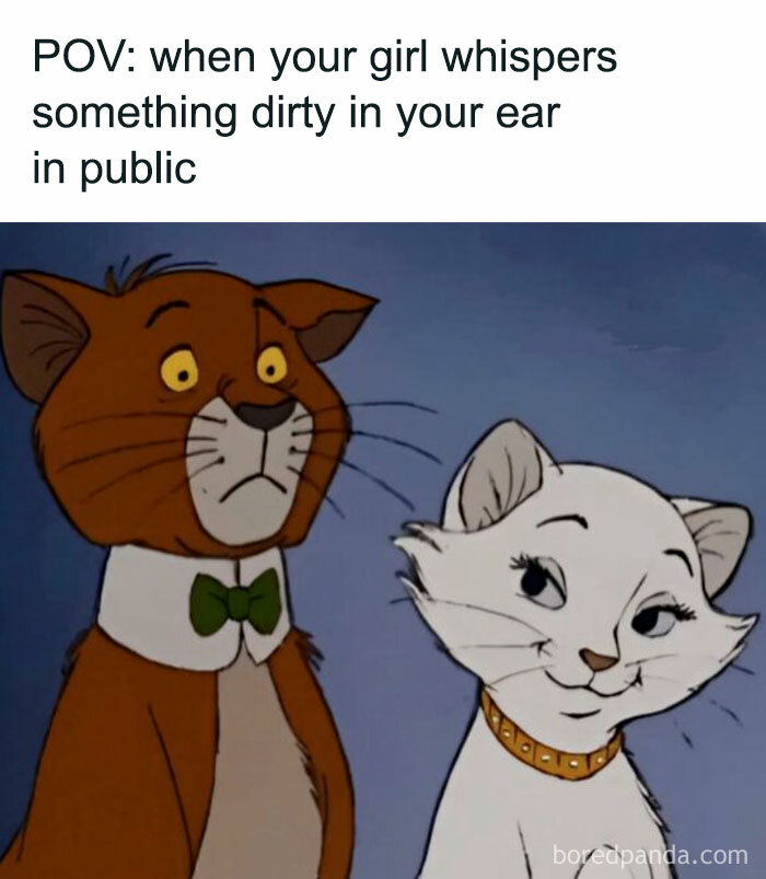 Cartoon couple meme when girl whispers dirty in public