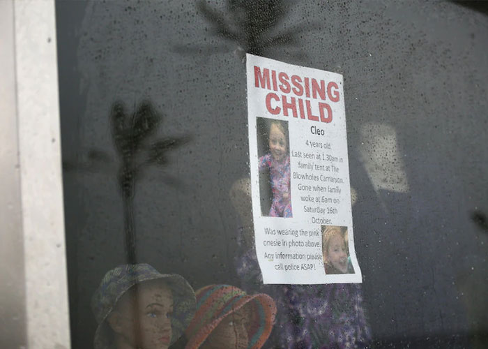 Missing child poster displayed about 4-year-old girl vanished from campsite Missing child poster displayed about 4-year-old girl vanished from campsite