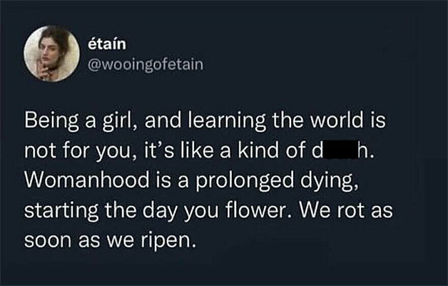 Feminist reflection on womanhood as a prolonged dying and societal rejection